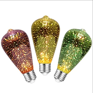 ST64 3D Firework LED Bulb Edison Glass E27 2700K Warm White AC 85 265V ST64 BULB Colorful Gold Green Decorative Bedroom Home