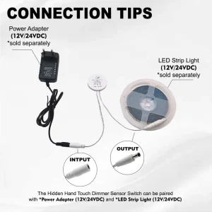 STD01 DC12V/24V 5A 60W IP20 CCT Dimming Smart Touch Sensor Switch, 5cm Sensing Range, ABS, for Hotel Cabinets