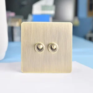 SUMMAO 220V 10A Brass Switch Retro Style 1 2 3 4 Gang Wall Switch with Brushed Stainless Steel Panel 2 Way Screw Switch Button