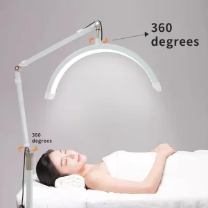 Salon Professional Half Moon Floor Lamp LED Beauty Light for Eyelash Extensions Nails Art and Facial Care with Stand