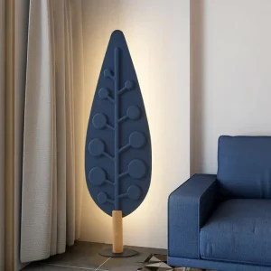Scandinavian Modern Floor Lamp, Wood Stand, Minimalist Vertical Light