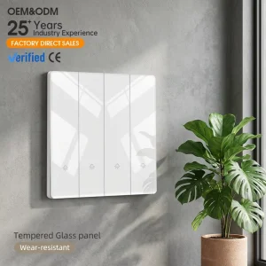 Scratch Resistant Tempered Glass Panel 1-4 Gang Wall Switch Socket