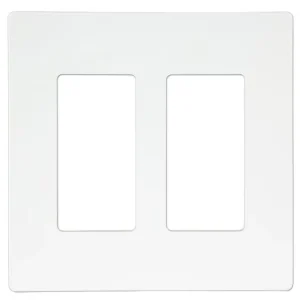 Screwless Double Pole Wall Plate Decorator Outlet Cover 2 Gang Switch White Fits Living Room Bedroom
