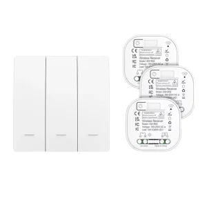 Self Powered 3 Gang Kinetic RF Switch Waterproof 10A Wireless Wall Controller Durable EU Light Switches RF433
