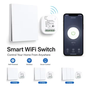 Self-Powered Durable Waterproof Double Pole Wireless Wall Switch Panel PC Material 100m Range IP44