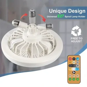 Silent Smart Retractable Ceiling Fan Light E27 Dimmable LED 5 Blades Remote Control Modern Lamp Home Office Decorative