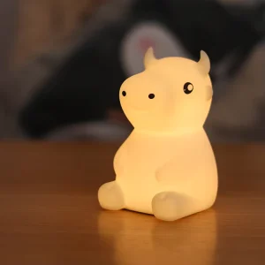 Silicone Cow LED Night Light, Rechargeable, Soft Touch, Dimmable, Kids Bedroom