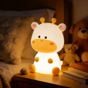 Silicone Deer Night Light, USB Rechargeable Touch-Dimmable LED Bedside Lamp for Kids