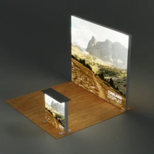 Silver Aluminum Frame Trade Show Light Box, 24V, Backlit Fabric, Tool-Free Assembly