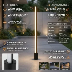Simple Black Design Outdoor Floor Lamp LED Light Solar Hotel Garden Waterproof Landscaping Lighting