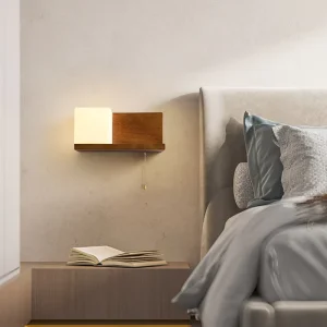 Simple Creative Walnut Color LED Wall Lamp for Bedroom Living Room Corridor Background Wall Ancient Style