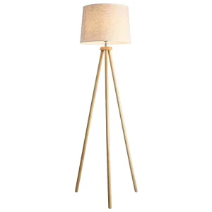 Simple Design Nordic Standing Tripod LED Floor Lamp with Dimmable Light Modern Wood for Living Room Bedroom