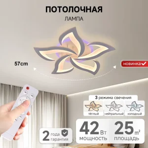 Simple Full-Spectrum LED Ceiling Light with Remote Control for Living Room Bedroom Dining Room