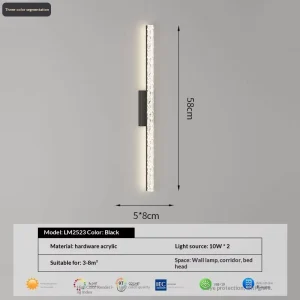 Simple Long Strip Bedside Wall Lamp Minimalist Bedroom Living Room TV Background Decorative LED Wall Light
