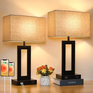 Simple Modern Decorative USB Charging Table Lamp Bedside Living Room Desk Touch Dimming Rechargeable Iron for Bedroom Office