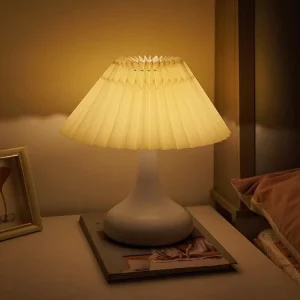 Simple Retro Pleated Night Light Bedroom Bar Decorative Atmosphere Bedside Lamp 2w Led Table Lamp