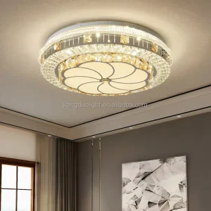 Simple and Modern Crystal LED Round Ceiling Lamp with Switch Control for Bedroom Living Room Lighting 220V