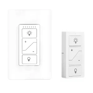 Single-Pole Smart Wireless Light Switch Remote Control Dimmer Switch ABS Material for 220V and 120V Maximum Voltage