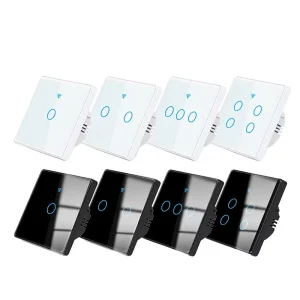 Single-Pole WiFi Touch Smart Light Switch, ABS/PC Panel, 1-4 Gang, US Version