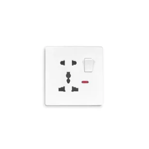 Skin Feel 16A 220V 5 Pin PC Brushed Panel Traditional Wall Neon Power Switch Socket