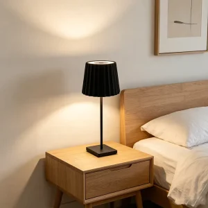 Sleek Modern Black Aluminum Cordless Table Lamp Rechargeable Touch Control Desk Light for Bedroom Restaurant Outdoor Decor