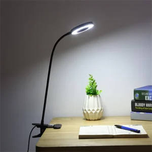 Small Clip-on Flexible Desk Lamp Button Control 3 Modes 10 Brightness Dimmable Desk Lamp Led for Home Office