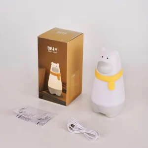 Small Cute Baby Animal Bear Night Light for Kids Rechargeable USB DC Powered E14 Novelty Design Modern Decorative Nursery Lamp