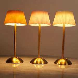 Small LED Pleated Cordless Table Lamp USB Rechargeable with Battery for Bedroom Living Room Home Office Decor