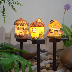 Small Outdoor LED Solar Garden Lamp Creative Resin Waterproof Courtyard Decorations for House & Villa Landscape Design