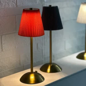 Small Pleated Table Lamp USB Rechargeable Nightstand Lamp Cordless Desk Lamp for Bedroom Living Room Home Office Decor
