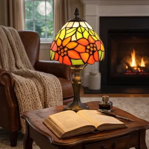 Small Size Tiffany Style Table Lamp Mini Stained Glass Desk Lamp for Side Table Nightstand Home Decor