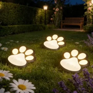 Small Solar Paw Print Lights Wireless Portable Cat Dog Animal Solar Lights Outdoor Garden Decor IP65 Waterproof LED Yard Path