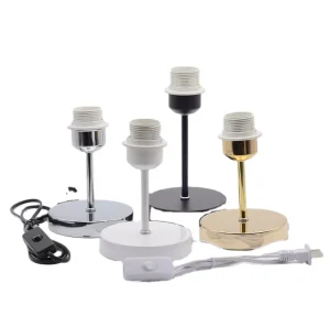 Small Table Lamps E26 Edison Desk Industrial Lamp Base Holder with Plug for Nightstand and Bedside