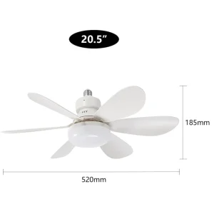 Small socket fan light, dimmable screw-in fan and light combo with remote control