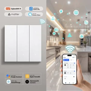 Smart 4-Gang Panel Switch Remote Control Zigbee Wi-Fi 100-250V No Neutral Wire Required