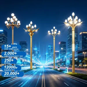 Smart AC-Powered LED Street Light Pole with IP65 Waterproof Magnolia Flower Design