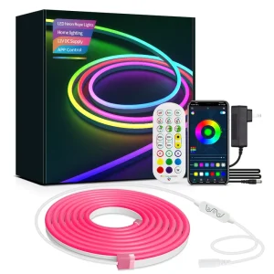 Smart APP 24V IP67 Waterproof Dynamic Neon Rope RGB Flexible LED Strip Lights Kit 5M Outdoor Cuttable