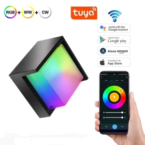 Smart APP-Controlled WiFi Aluminum RGBCW Outdoor Wall Sconce IP65 Waterproof Dimmable 9W