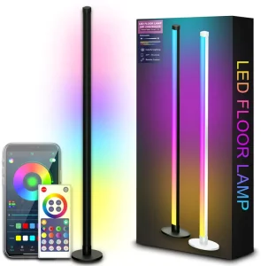 Smart APP WiFi Remote Control Corner Floor Lamp 120cm RGB Dimmable Neon Bulbs Paper Midcentury RoHS Certified Mood Living Room