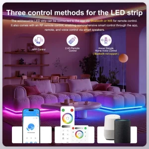 Smart Addressable RGBCCT COB LED Strip Light Kit 5m 10m 15m WiFi App Control Flexible Ribbon Light for Room Decoration