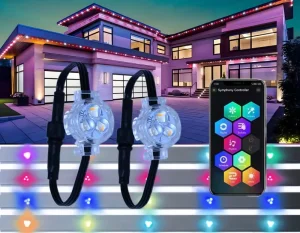 Smart App-Controlled Permanent Outdoor LED Pixel Lights, 12V RGBW, Aluminum Track, IP68