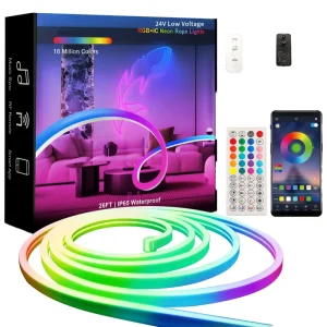 Smart App-Controlled RGBIC LED Neon Light Strips 5V USB IP65 Waterproof Kit for Gaming Room and Neon Sign