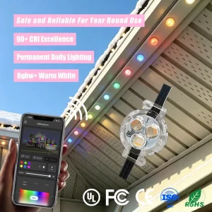Smart App Controller 12V 24V 36V IP68 Permanent Outdoor Point Lights Rgbw 3 Led Christmas Holiday Lights for Building Decor