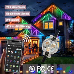 Smart App Controller 12V 24V 36V Permanent Christmas Eave Lighting Kit IP68 Outdoor Point Light with Channel Mount