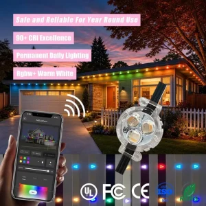 Smart App Controller 12V 24V 36V Pixel Point Lights 200ft 500ft IP68 Rgbic Permanent Outdoor Christmas Decorative Lighting