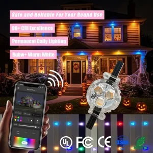 Smart App Controller 200ft 300ft 500ft Outdoor Permanent LED Point Lights 12V 24V 36V Christmas Decorative Lighting