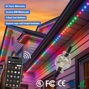 Smart App Controller IP68 Permanent Outdoor Eave Decorative Point Lights 12V 24V 36V 400ft 500ft Track Christmas Lights