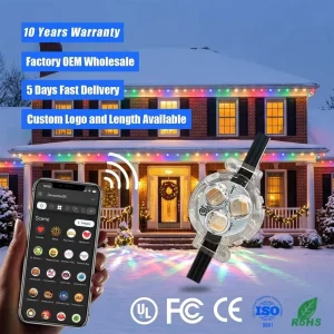 Smart App Controller IP68 Waterproof RGBW 3 LED Point Lights 12V 24V 36V Permanent Outdoor Holiday Christmas Track Lights