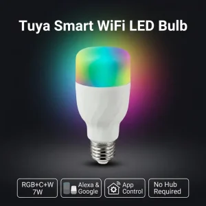Smart App No-Hub RGBCW Dimmable WiFi LED Bulb with E26 E27 Base