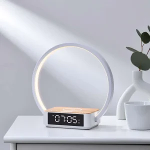 Smart Bedside Lamp 15W Wireless Charger Calendar Warm White Shade ABS Body LED Touch Light